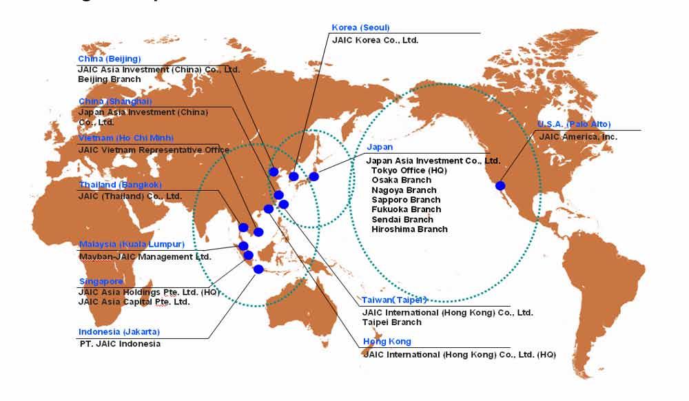 Global Linkage Network JAIC has the largest number of domestic and overseas entitles among the Japanese venture capital companies.