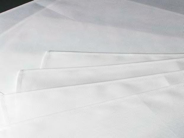 ESSENTIAL TABLE LINEN Polyester Spun table linen. Cotton Damask table linen.