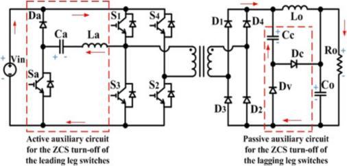 Fig. 1 Proposed ZCS converter Equivalent circuit diagrams of the modes of operation that the proposed converter goes through during a half switching are shown in Fig.