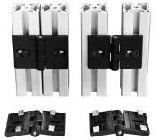 Enclosure/Guarding Accessories Adjustable Gap Hinges These hinges have slotted mounting holes for adjustment. Press-in blocks allow a variable "gap". All fasteners included.