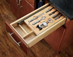 The preassembled drawer boxes provide two tiers of storage and comes complete with high quality bar accessories.