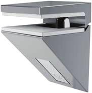 Suitable for glass shelves from 5 up to 0 mm thick clamped between a soft rubber on both the upper and lower side. Easy alignment of the brackets against the wall.