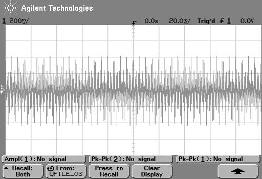 Figure 14: Output with freq pot at 5:00 Some spectra were taken, displaying the effect that the