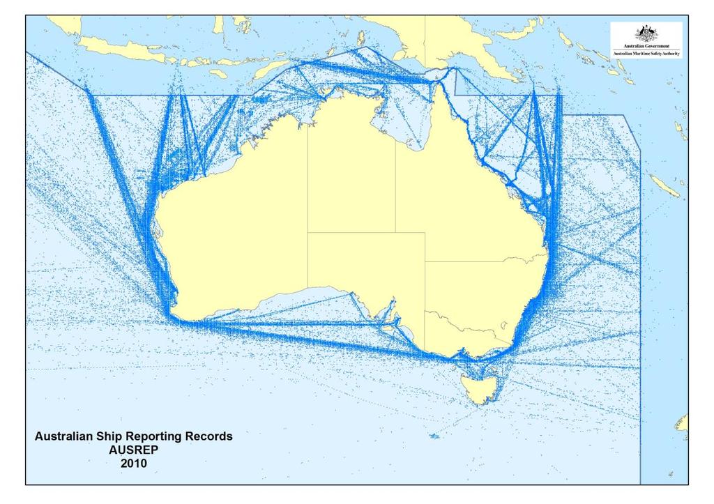 Figure 2: Shipping Traffic Around Australia - 2010 5.
