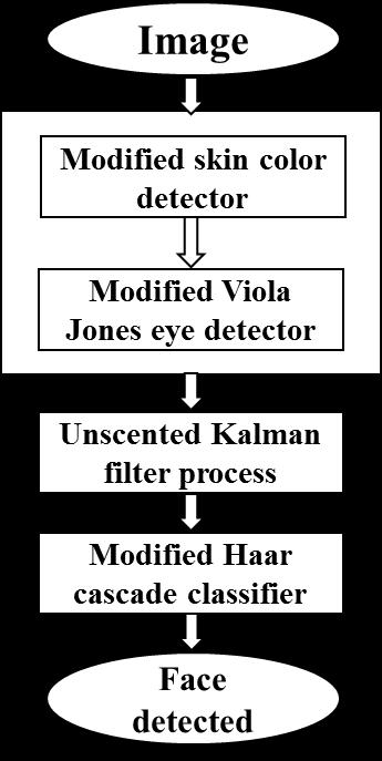 The modified Viola Jones eye detector is used to verify the presence of the eyes in a detected facial candidates.