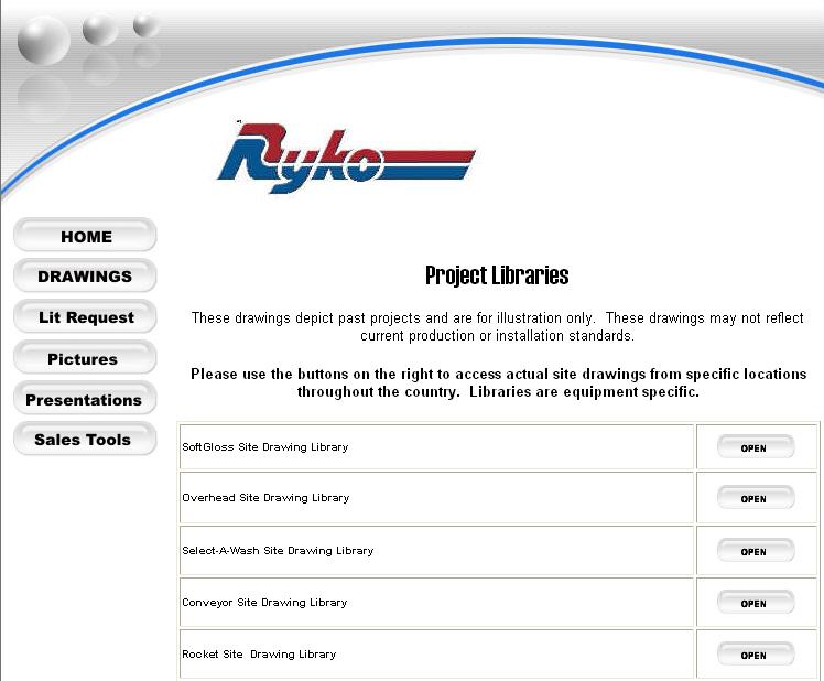 PROJECT LIBRARIES Once you have picked the Project Libraries link, you will find a list of equipment that have project libraries available.