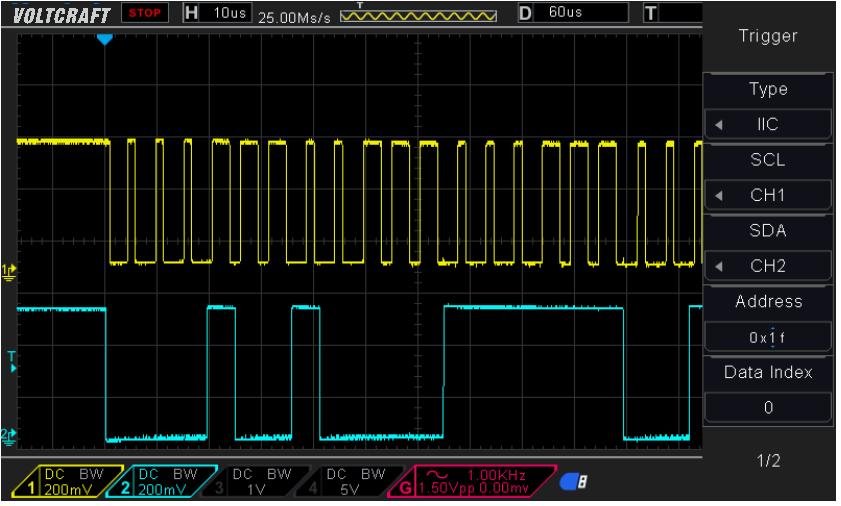 threshold voltage levels. To set up the oscilloscope to capture IIC signals, please refer to the following: 1.