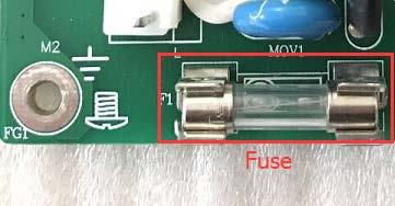 You can see the fuse on the power board.