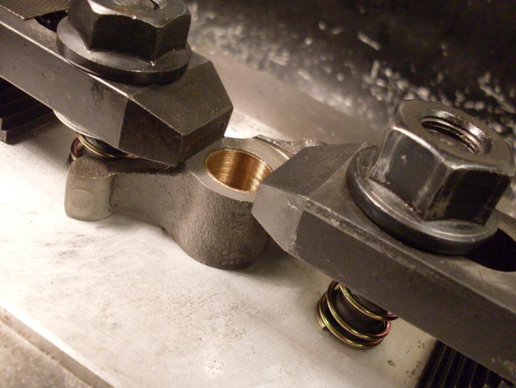 Figure 6. After the bush is drilled and reamed to fit the rocker shaft.