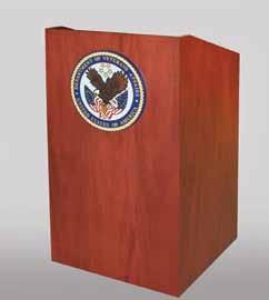 MLP-36 Light Oak A Prairie Style lectern with standard reveal pattern, arched side toe,