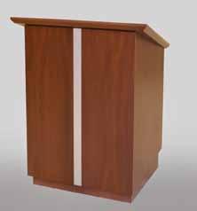 Classic Style Lecterns MLCS-40 Natural Maple A Classic Style lectern with a grey reveal and 2-color logo. The front panel comes off for access.