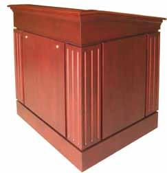 MLCS-34 Custom Walnut A Classic Style Lectern with an overhang top and an aluminum strip accent. Reference MFI #29942 Classic Style Shallow Reveal Lectern MLCS 25/32.