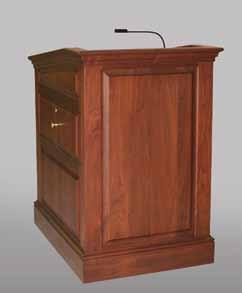 Reference MFI #83442 MRP-29 Custom Walnut This lectern has a single large raised front panel and a document camera drawer on the side.