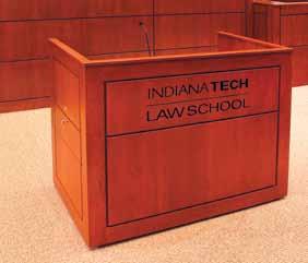 Bowfront Style Lecterns Photo Courtesy Advanced Presentation Systems MLB-40 Custom Maple This curved top Bowfront Lectern has a grained stainless reveal and a cut letter logo in stainless.