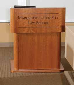 Traditional Ellipse lectern has an optional aluminum modesty panel.