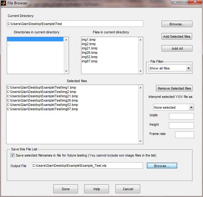 3. In the Save this File List window, select Save selected filenames in file for future