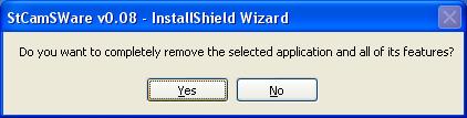 5. Click the Yes button to proceed to the next step. Figure 18: Remove Application Screen 6.