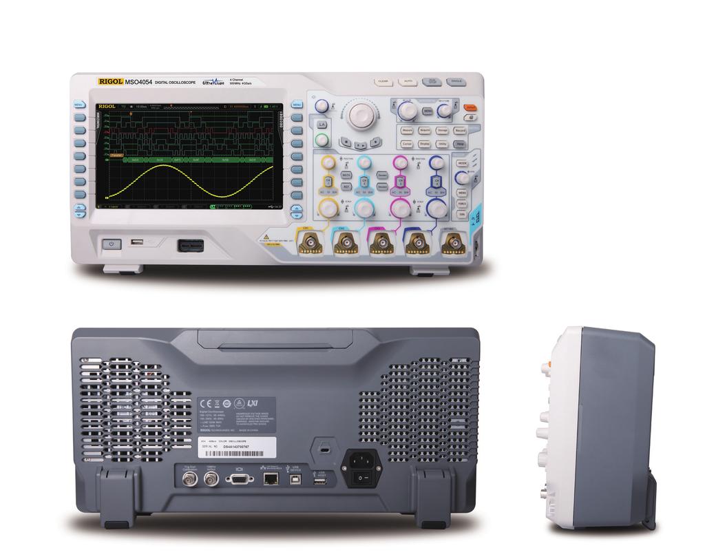 MSO/DS4000 Series Digital Oscilloscope Intuitive icons and softkeys for easy test Digital channel control (MSO) 9 inch WVGA 256 levels grading display Waveform record&playback