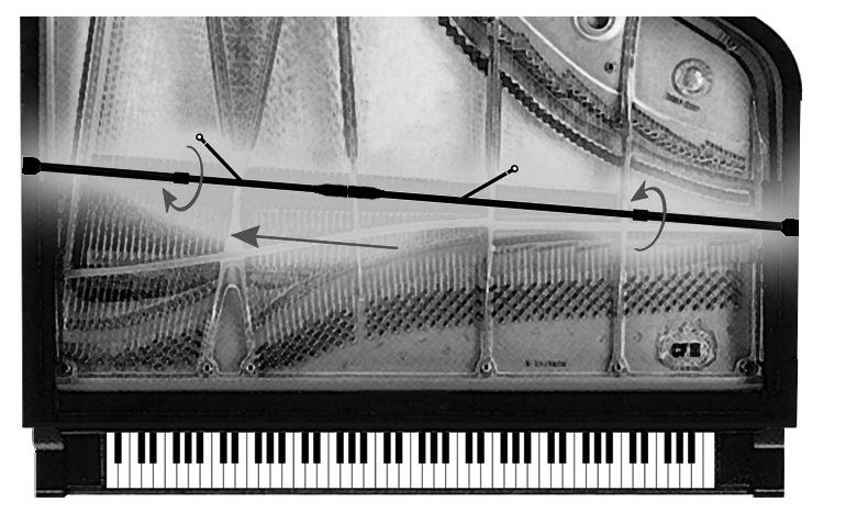 For optimum results, the PianoMic System should be placed in the piano with the microphone heads positioned two to three inches away from the dampers.