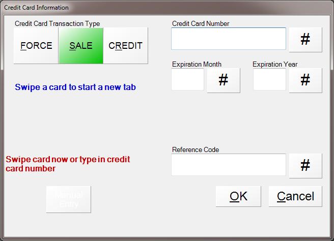 Next, yu will be presented with the credit card screen. Swipe the custmer s credit card int this screen.