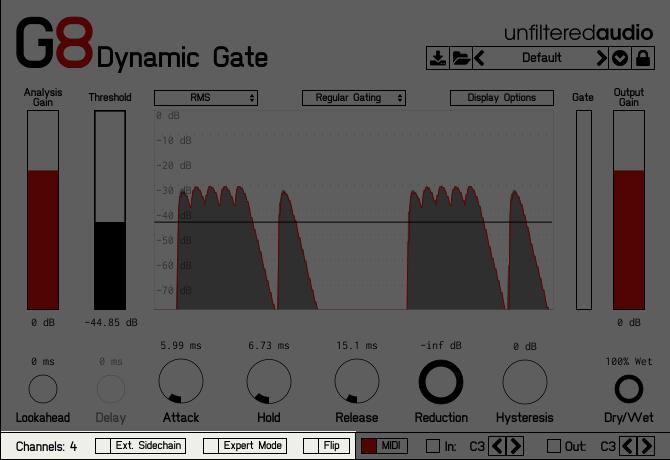Release: Controls the amount of time that it takes for the gate to go from maximum amplitude to minimum amplitude.