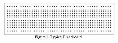 The breadboard consists of metal strips running underneath the enclosure as shown in Fig. 2. These strips are used as interconnection points (nodes) to build circuits.