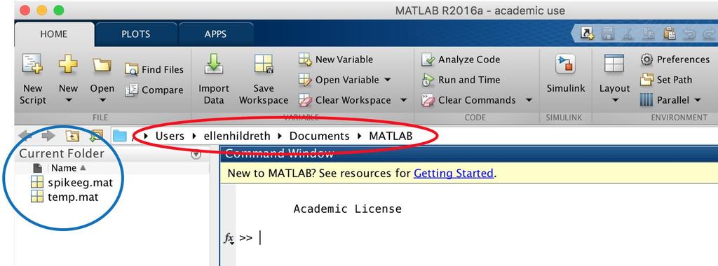 can be executed all at once. Before creating a script, we will set the Current Folder in MATLAB to the Desktop of your Mac.