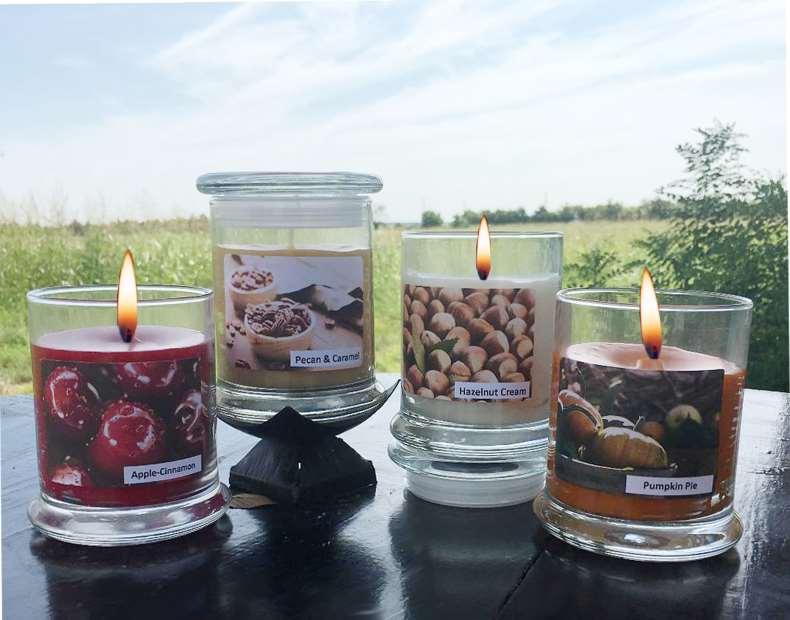 14 oz soy candle 75 hour burn time. $14.00 Each Sweet hazelnuts infused with sweet cream.