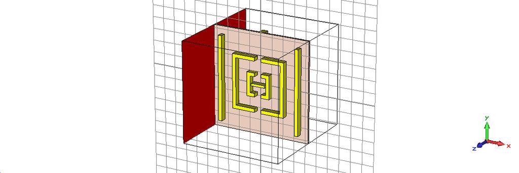 Figure 4. Rectangular microstrip patch antenna with proposed Metamaterial structure.
