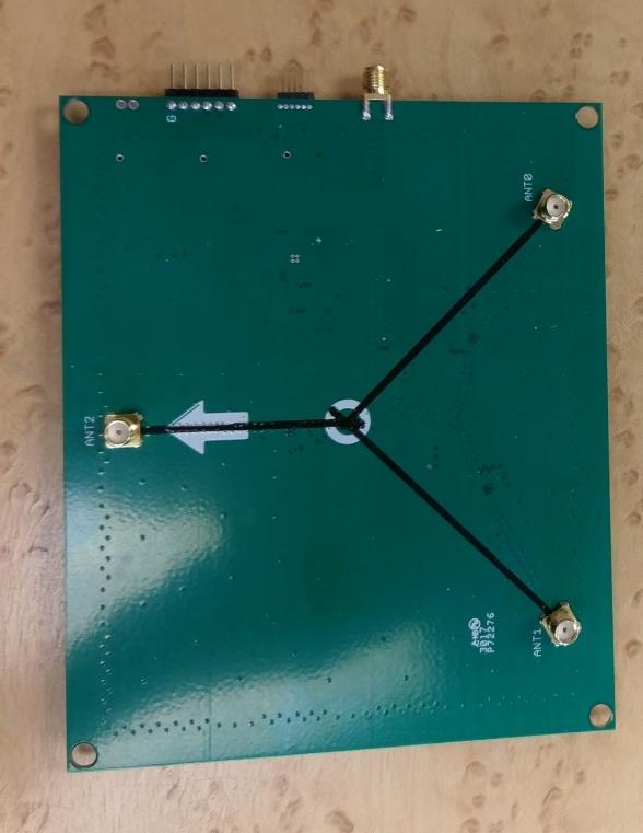 To test the performance of several different antennas, the board is designed with SMA connectors (shown in Figure 2) to connect the antennas, providing the ability to run tests with multiple