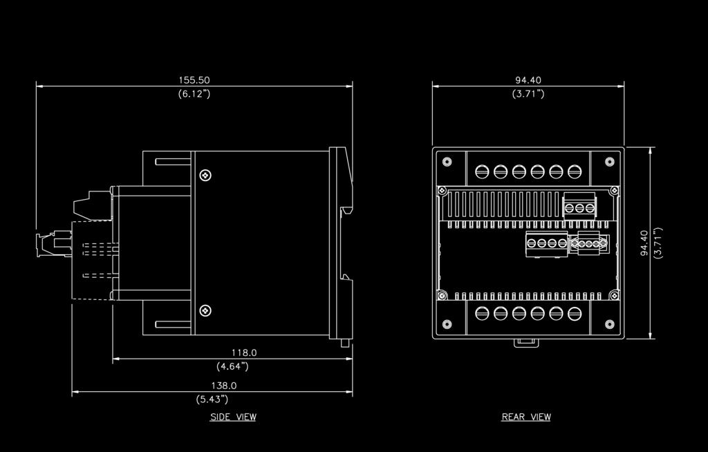 11.7 Outline Dimensions - Extended rear Cover The dimensions below relate to