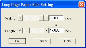 Click [OK] after setting the document When excessively long length is specified, the scanning speed may be slow.