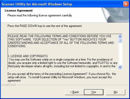 9. Read the License Agreement carefully, and then click [Yes]