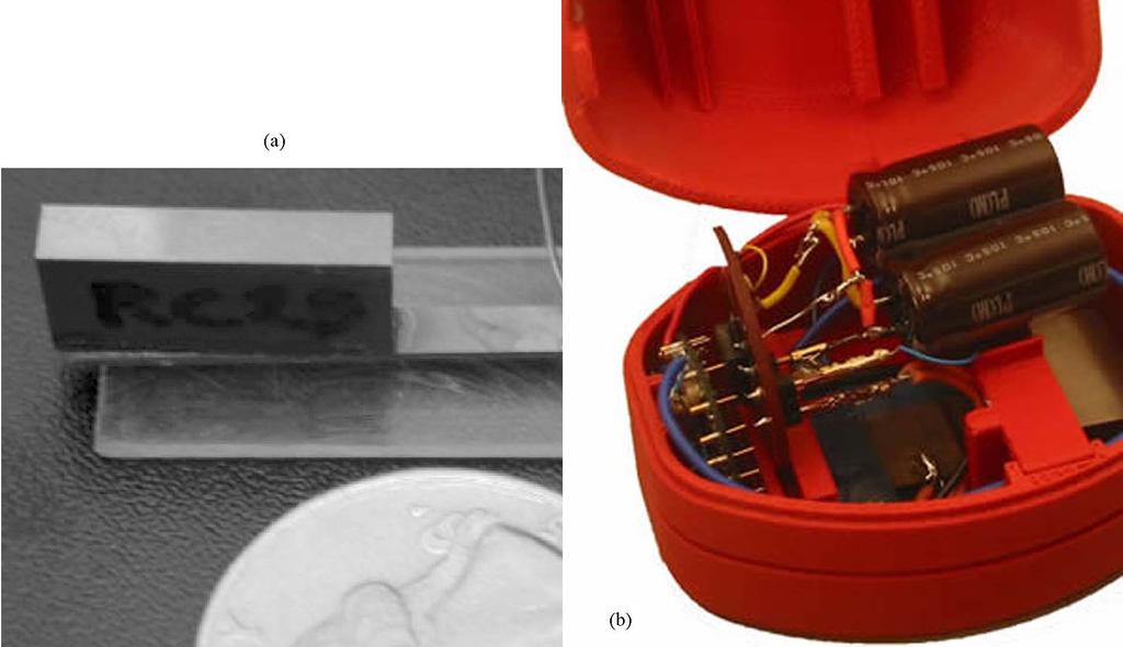 Fig. 25. (a) Piezoelectric generator and (b) self-powered sensor node (from [120] and [123]). increase personal comfort and energy efficiency.