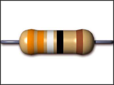 Resistors come in many forms, but usually look like small pills with colored stripes with a wire coming out of each end. The colored stripes tell us what the value is of the resistor.
