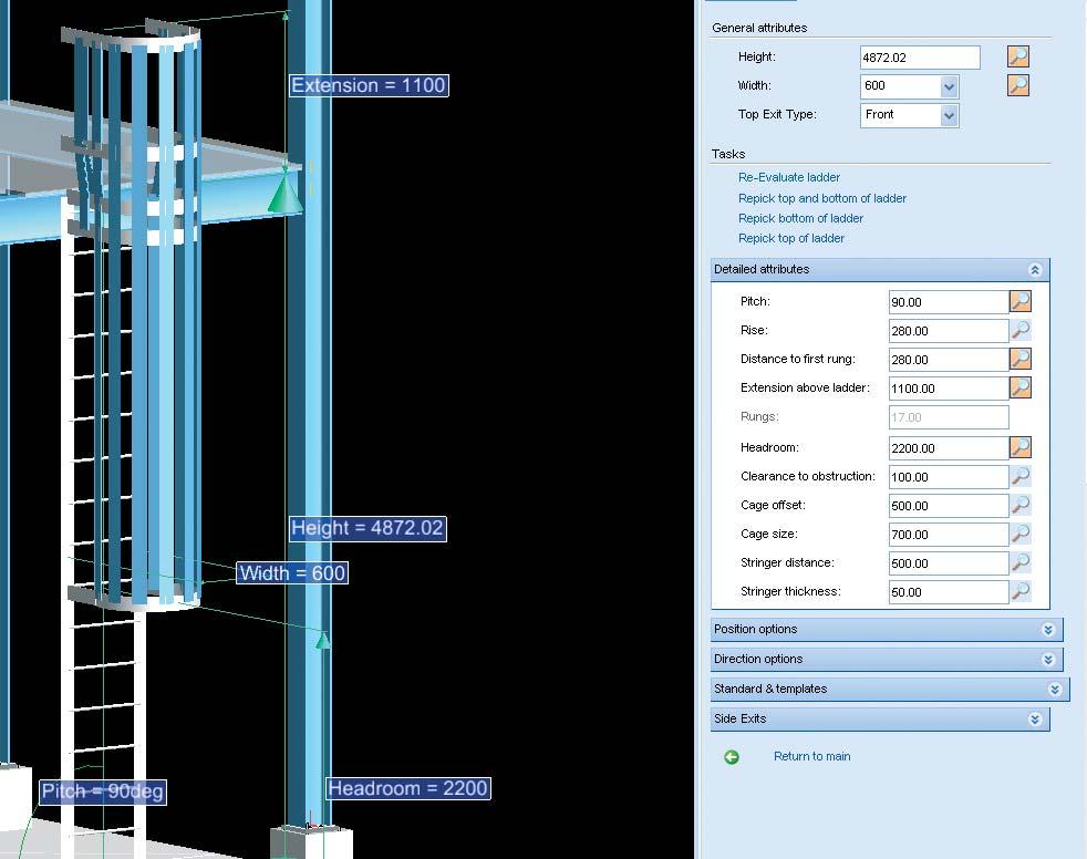 The Beams and Columns function defines and maintains a fully connected nodal network of structural sections including all joint and fitting details.