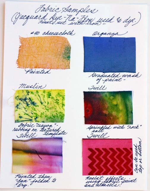 Page 6 GAIL HARKER CREATIVE STUDIES CENTER Painted Fabric Samples Jana Palm A variety of techniques are used to create luscious effects on fabrics.