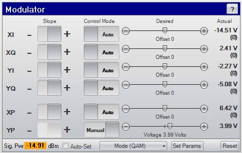 Optical Control Panel (LRCP) Table 3: OM5110 Modulator controls (Auto-Set mode) (LRCP) (cont.