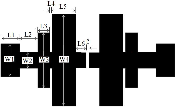The dimensional schematic of proposed UWB filter is shown in Fig.2.