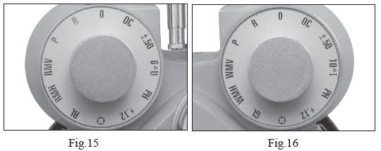 4.3 Auxiliary Lens Turn auxiliary lens knob 21, the required symbol is to be set at 12 o'clock position. Then Corresponding referenced lens will appear in the examination aperture 13 (Fig.15 and Fig.