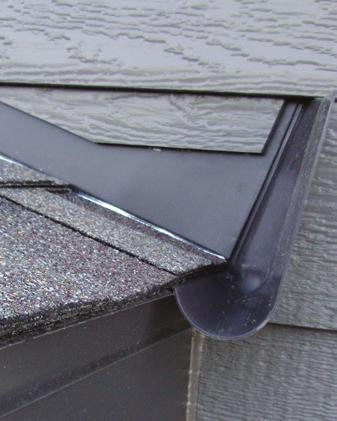 KICK-OUT FLASHING Note: DO NOT extend the siding or trim into the kick-out flashing or gutter. Install kick-out flashing to direct the water into the gutter. We recommend DryFlekt Kick-Out Diverters.