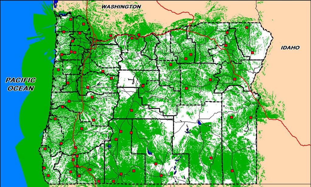 Appendix B Coverage maps (continued) ODF - STATE OF OREGON - Conceptual P25 Mobile Talk-in Coverage (55 Sites) County Border Interstate State/County Road Conceptual ODF Site Area Covered (95%