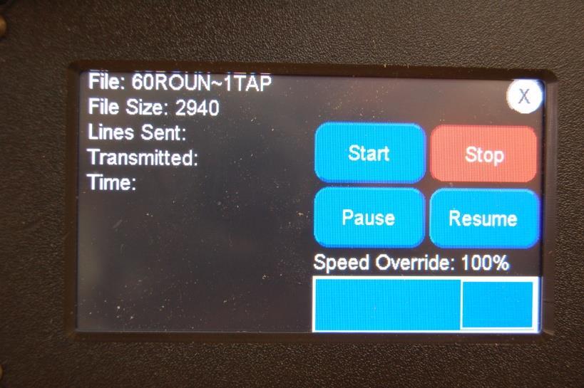 The slide bar for speed override allows you to compensate for things like denser material than what you had originally designed the program for.