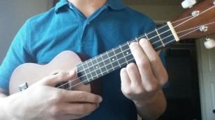 Pluck the C string while pressing the fourth fret to make the E pitch. Fretting G 1. Use the tip of your ring finger to push on the seventh fret of the C string 2.