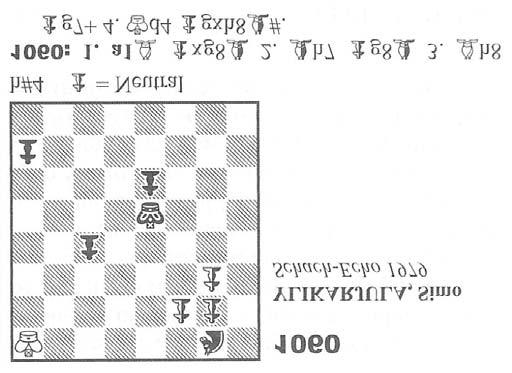 Figure 28. Problem and solution from the Encyclopedia of Chess Problems using neutral pawns and bishops.