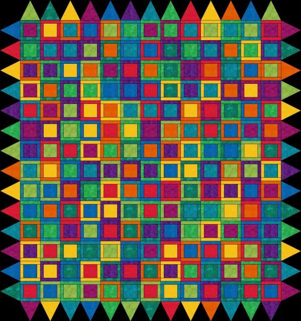 Queen Quilt: 90 x 96 13 blocks wide, 14