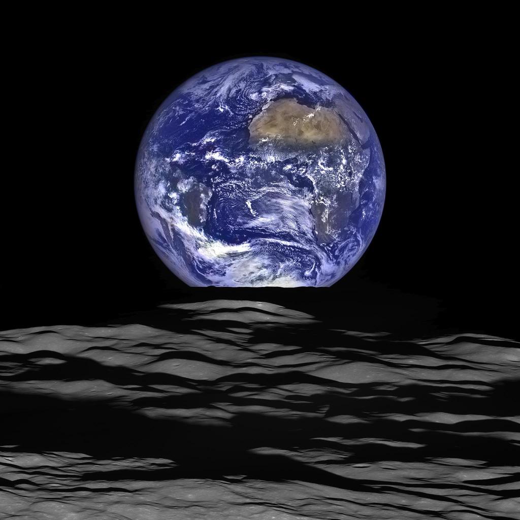 High resolution LRO photo of Earth rising over the Moon in