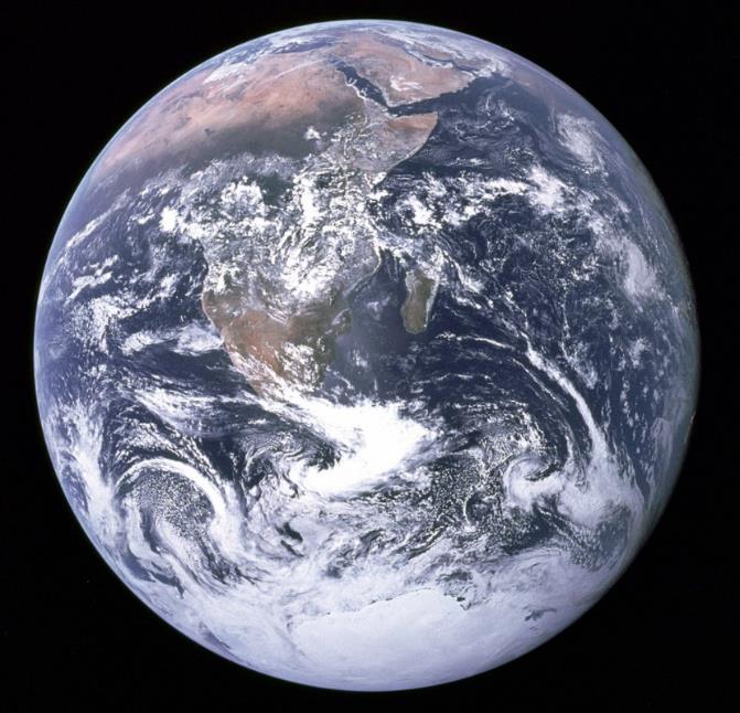 The photo evokes memories of the famous Blue Marble photo