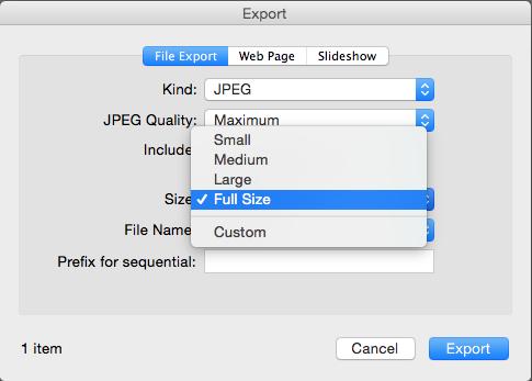 From the Kind drop down menu select JPEG e.