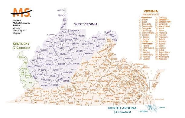ABOUT THE CHAPTER In Virginia - West Virginia, the National Multiple Sclerosis Society serves more than 18,000 individuals with MS and their families.